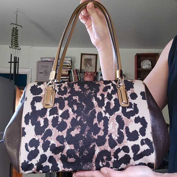 Coach Brown and Black Leopard Print Satchel - Picture 2 of 16
